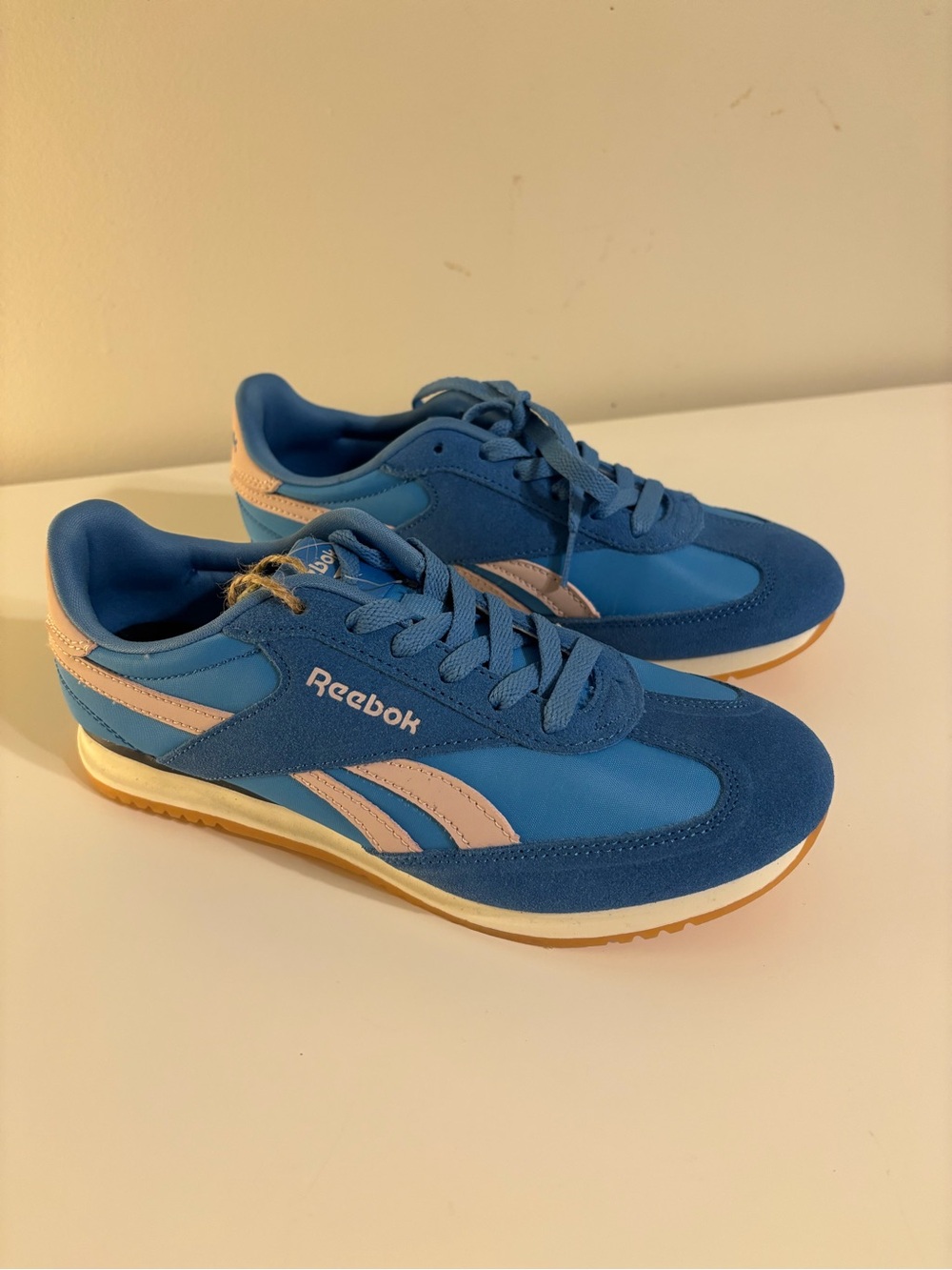 Reebok Blue Sneakers with Light Pink Accents